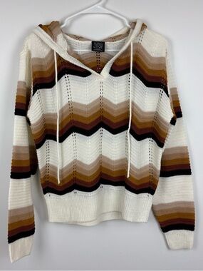 FCT With Love Chevron Striped Hooded Sweater XL Good Condition Boho VSCO Beach